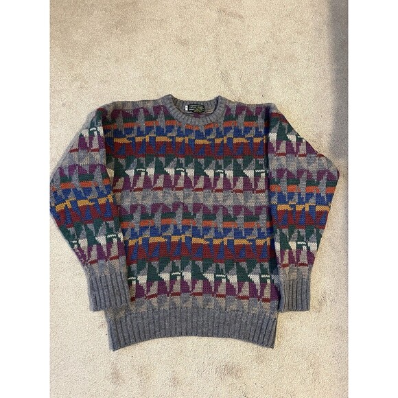 Vintage J McLaughlin Sweater Womens XL 90’s Art Colorful Wool Hand Knit Oversize - Picture 2 of 7
